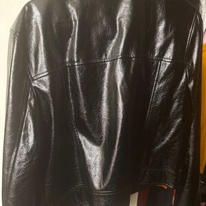 DKNY Shiny Black Leather Jacket